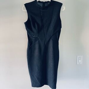 Bardot Black Textured Midi Dress, Size M